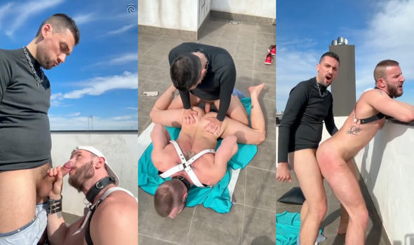 Hot muscle jock being fucked by hot daddy in rooftop – Liam Harding, Ridick