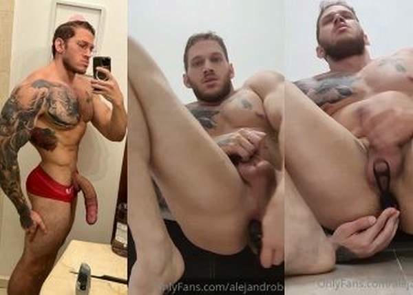 Straight big dick Alejandro Hernandez play dildo